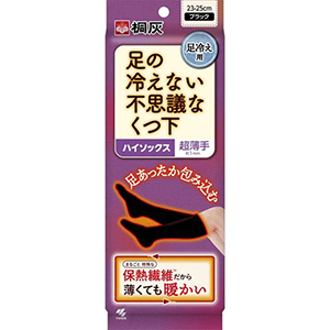 足の冷えない不思議な靴下 ハイソックス超薄手 黒 ２３～２５ｃｍ | e