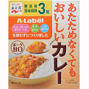 Ａ－Ｌａｂｅｌ（エー・ラベル）　あたためなくてもおいしいカレー　３年保存　甘口（２１０ｇ）