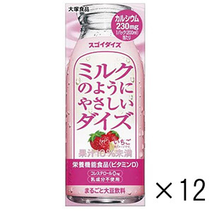 ミルクのようにやさしいダイズ いちご（200mL×12本）